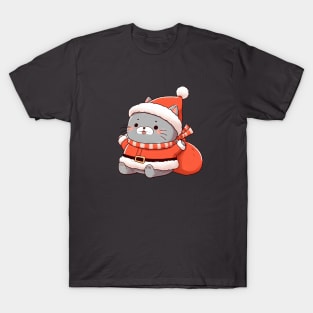 Fat Christmas Cat Santa T-Shirt